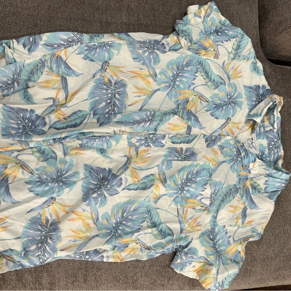 American Eagle Outfitters Blue Leaf Print Shirt
